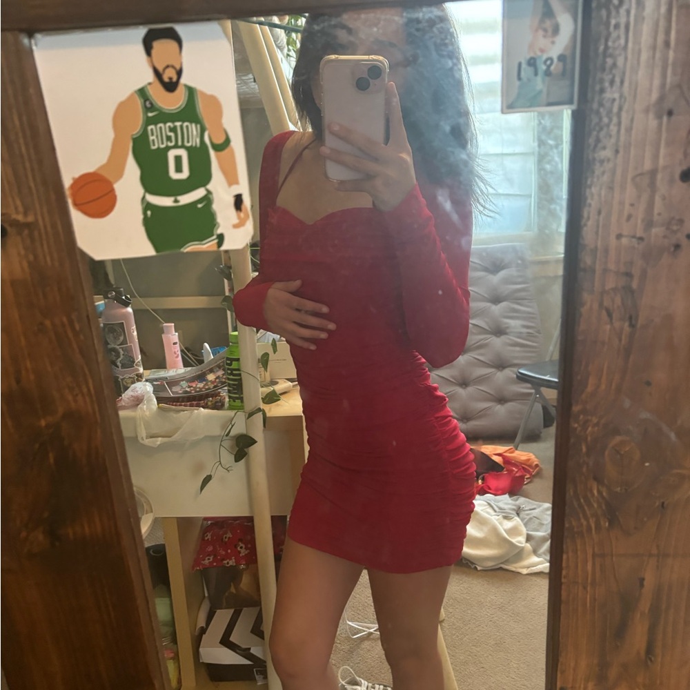 Red mini dress